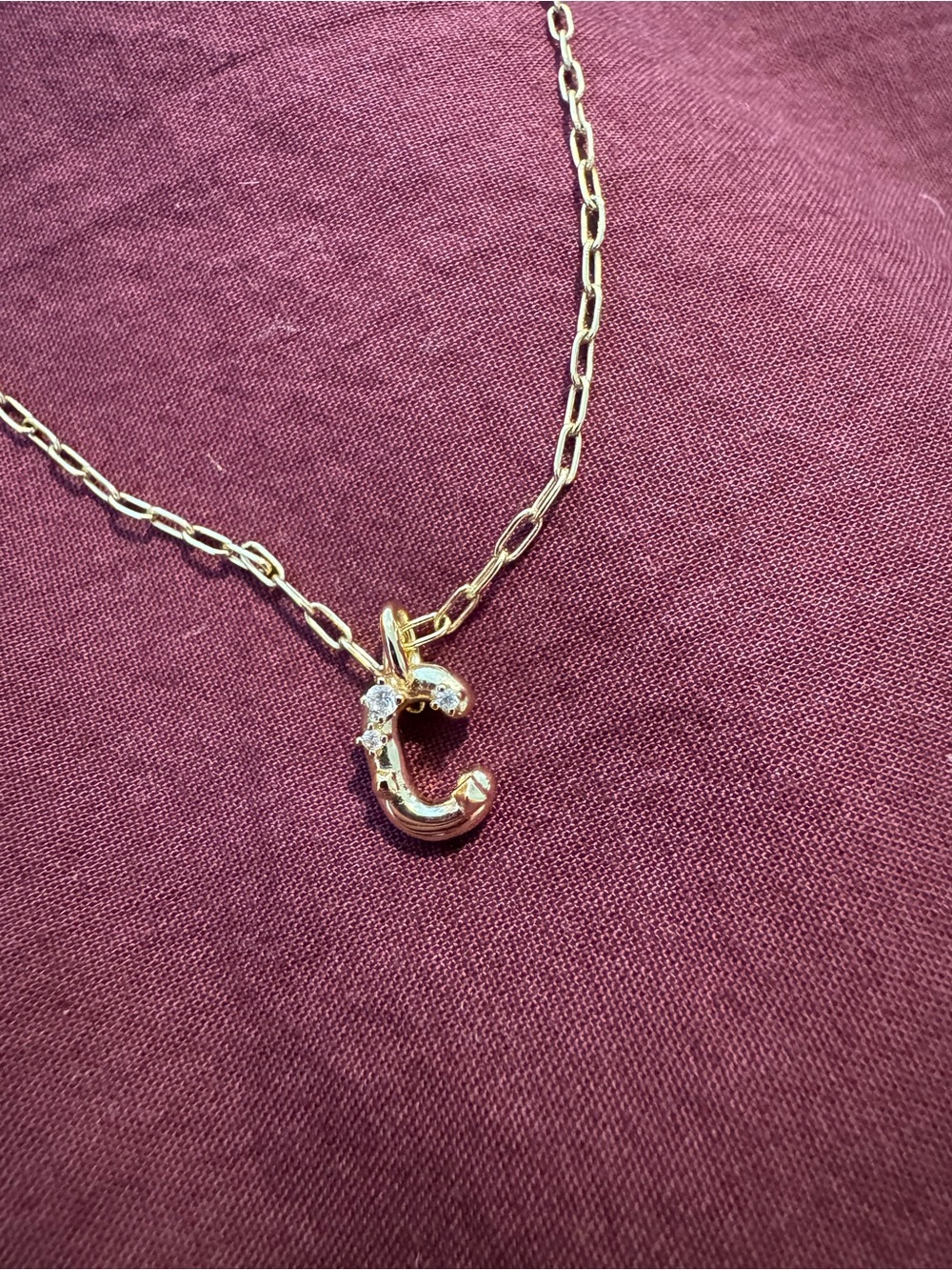 Kendra Scott Gold Initial C Pendant Necklace with Crystal Accent